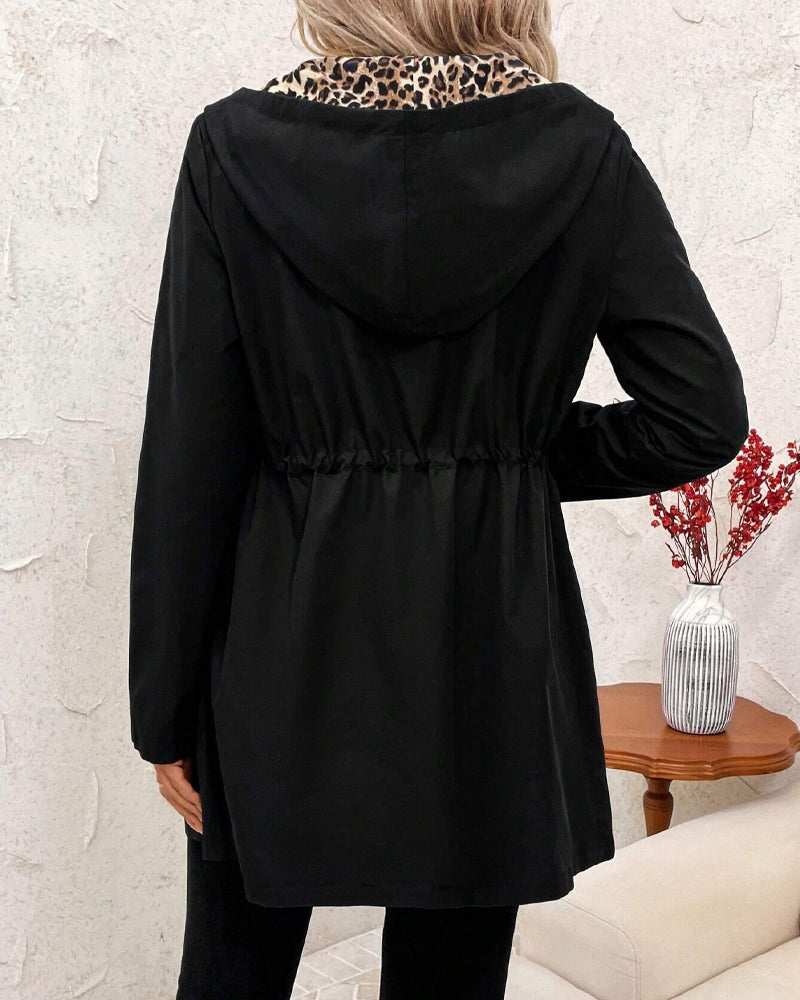 Mady | Reversible Hooded Coat with Leopard Print