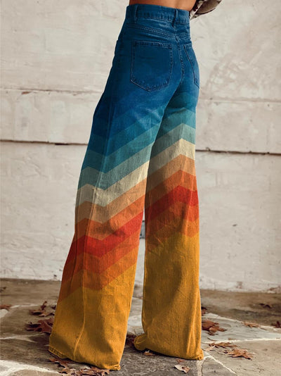 Jodie - Sunset Chevron Wide-Leg pants