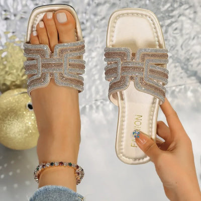 Aria Crystal Slide Sandals