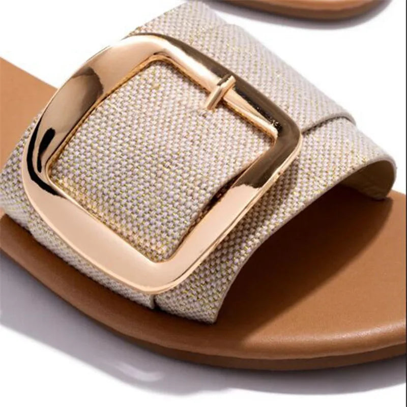 Soleil Luxe Buckle Slides