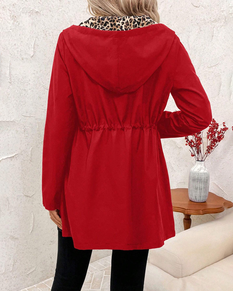 Mady | Reversible Hooded Coat with Leopard Print