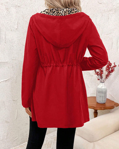 Mady | Reversible Hooded Coat with Leopard Print